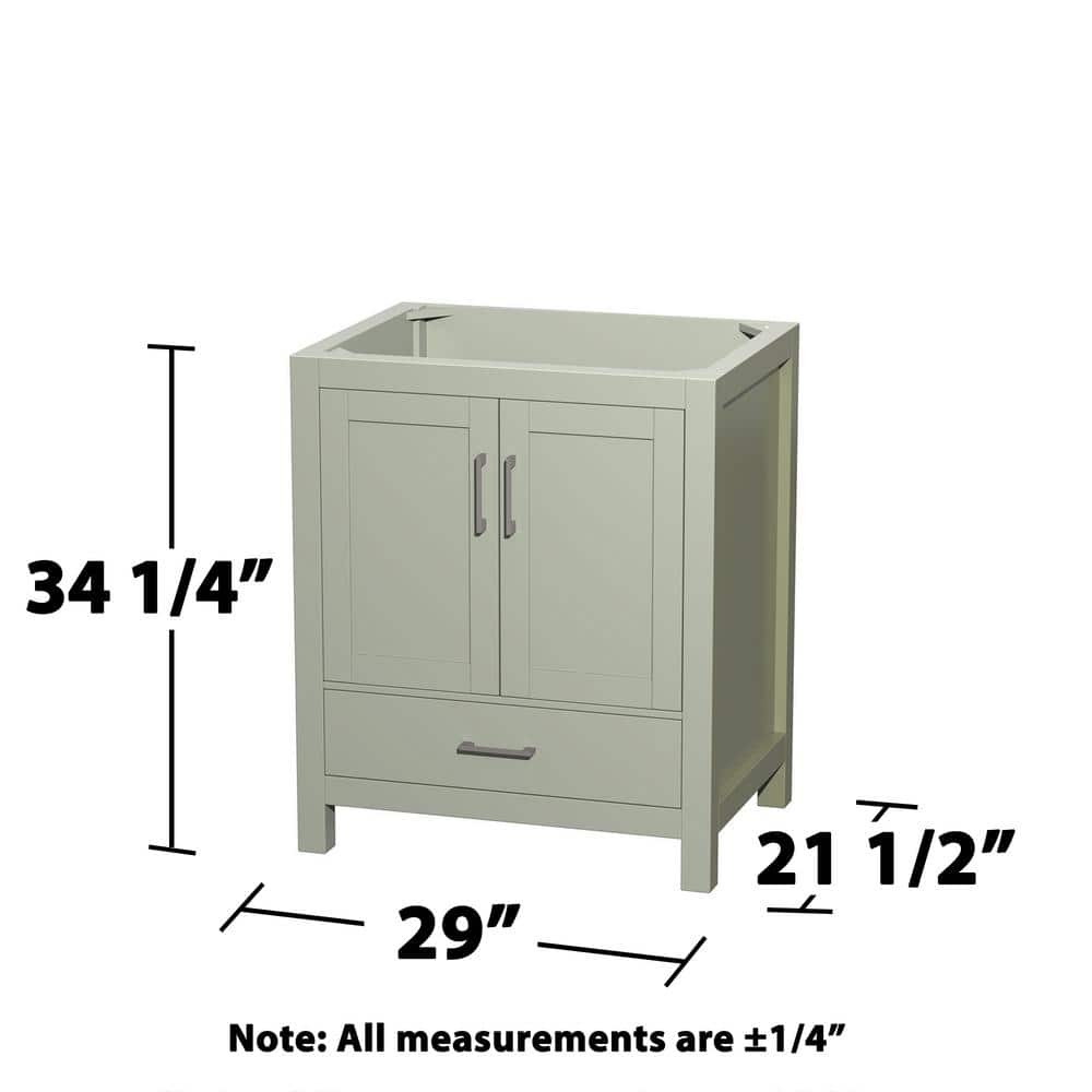 Wyndham Collection Sheffield 29" Light Green Bathroom Vanity Cabinet without Top