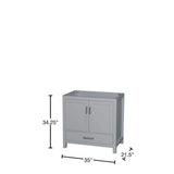 Wyndham Collection Sheffield 35 in. Bathroom Vanity Cabinet in Gray
