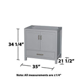 Wyndham Collection Sheffield 35 in. Bathroom Vanity Cabinet in Gray