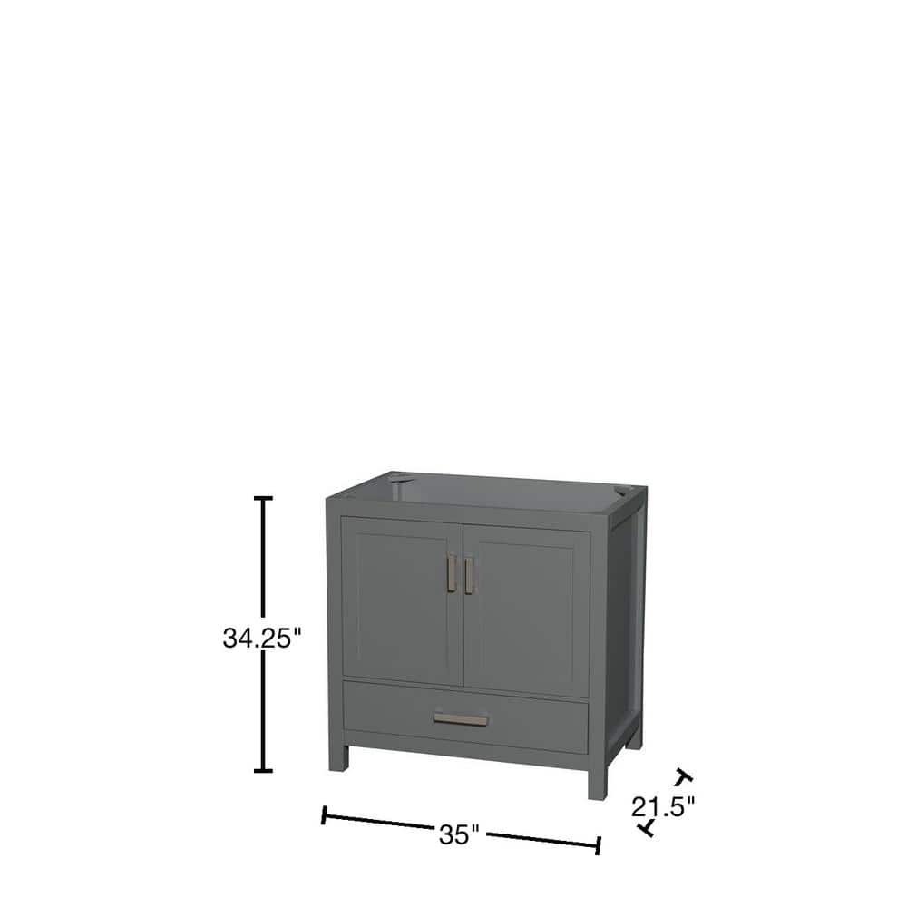 Wyndham Collection Sheffield 35 in. Bathroom Vanity Cabinet, Dark Gray, Freestanding