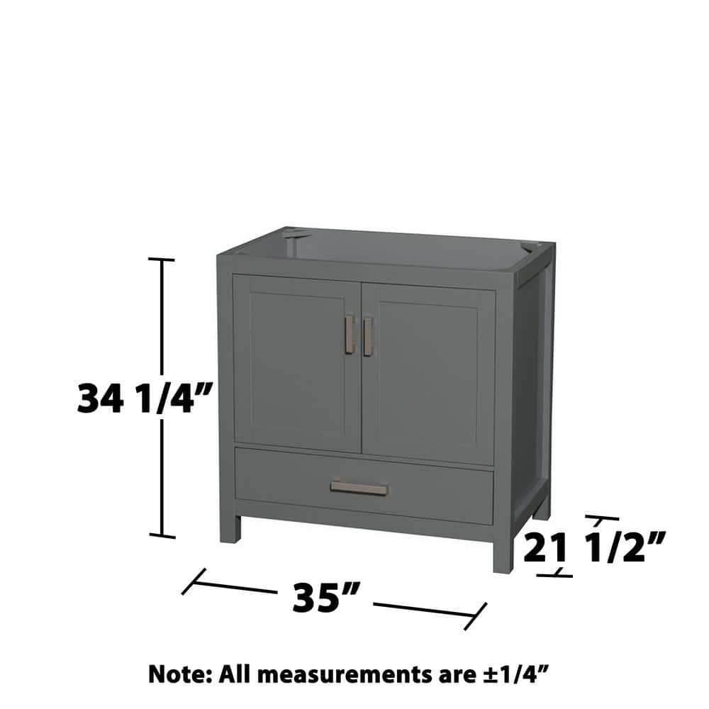 Wyndham Collection Sheffield 35 in. Bathroom Vanity Cabinet, Dark Gray, Freestanding