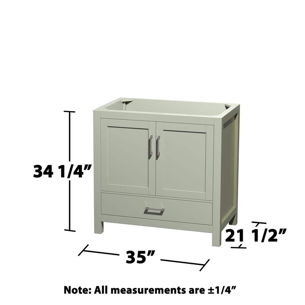 Wyndham Collection Sheffield 35 in. Bathroom Vanity Cabinet, Light Green