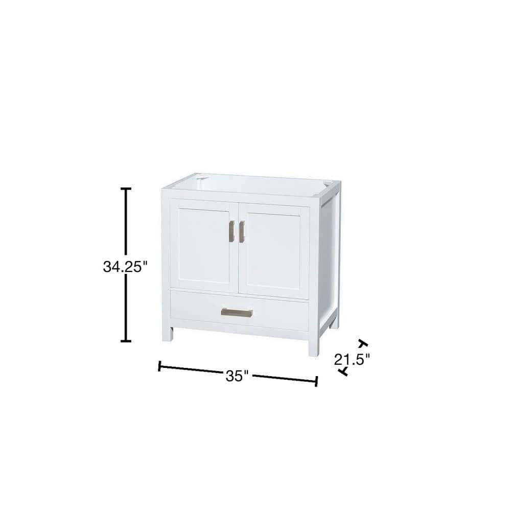 Wyndham Collection Sheffield 35" White Bathroom Vanity Cabinet - No Top