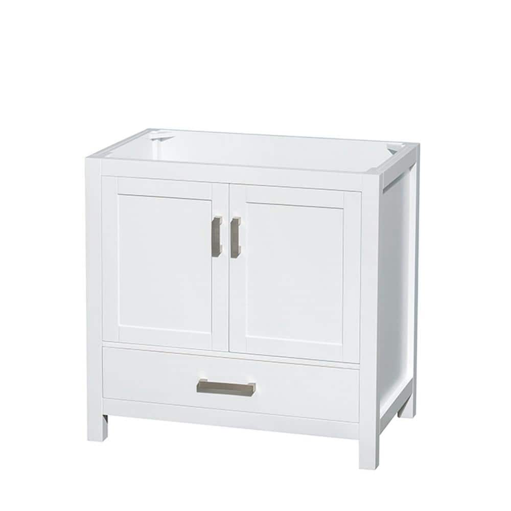 Wyndham Collection Sheffield 35" White Bathroom Vanity Cabinet - No Top