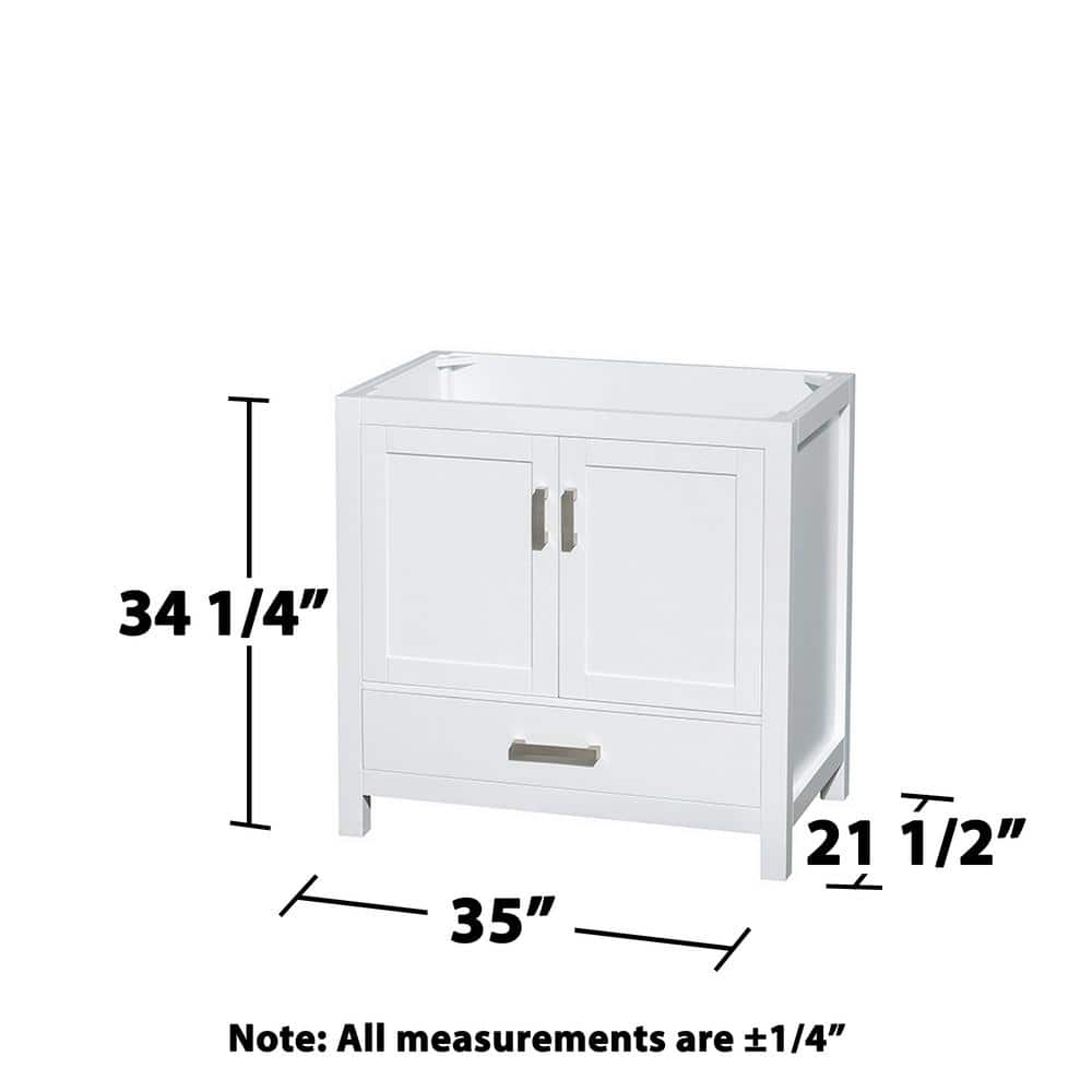 Wyndham Collection Sheffield 35" White Bathroom Vanity Cabinet - No Top