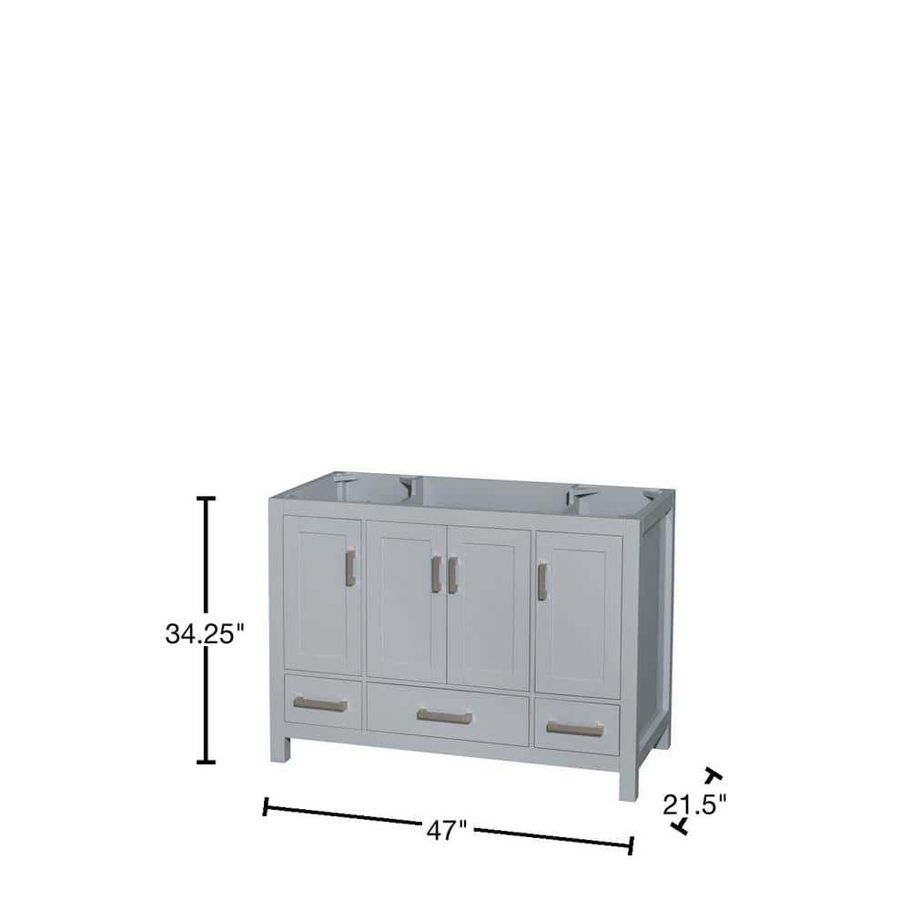 Wyndham Collection Sheffield 47 in. Single Bath Vanity Cabinet in Gray, Freestanding Design
