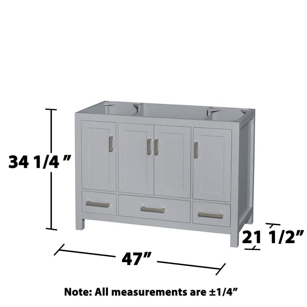 Wyndham Collection Sheffield 47 in. Single Bath Vanity Cabinet in Gray, Freestanding Design