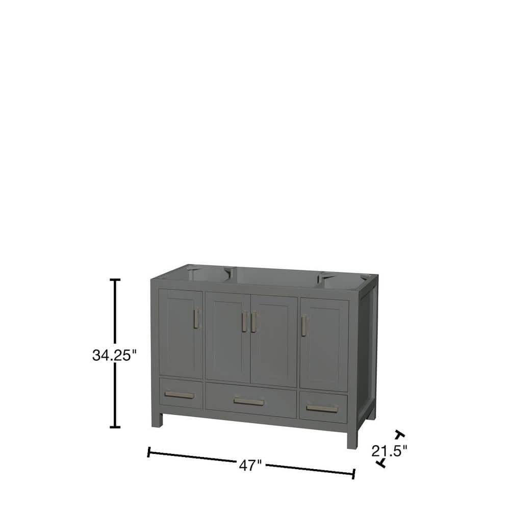 Wyndham Collection Sheffield 47 in. Single Bath Vanity Cabinet, Dark Gray