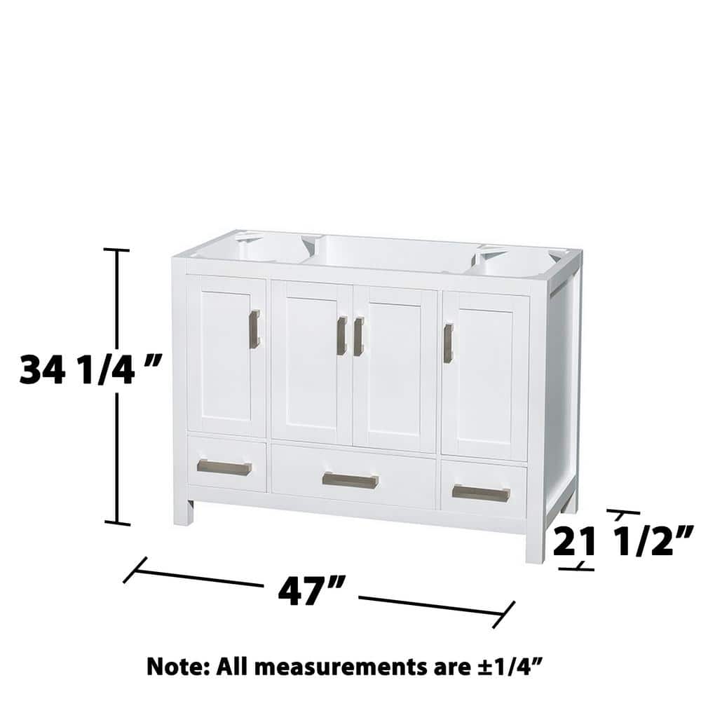 Wyndham Collection Sheffield 47 in. Bathroom Vanity Cabinet in White