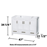 Wyndham Collection Sheffield 47 in. Bathroom Vanity Cabinet in White