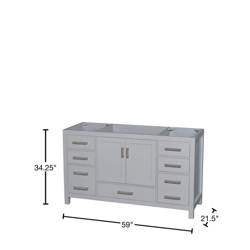 Wyndham Collection Sheffield 59" Gray Single Bath Vanity Cabinet without Top