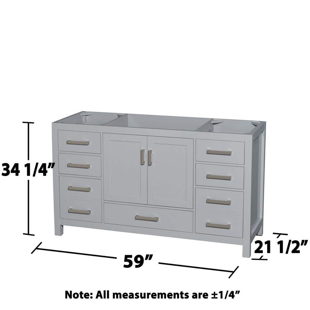 Wyndham Collection Sheffield 59" Gray Single Bath Vanity Cabinet without Top
