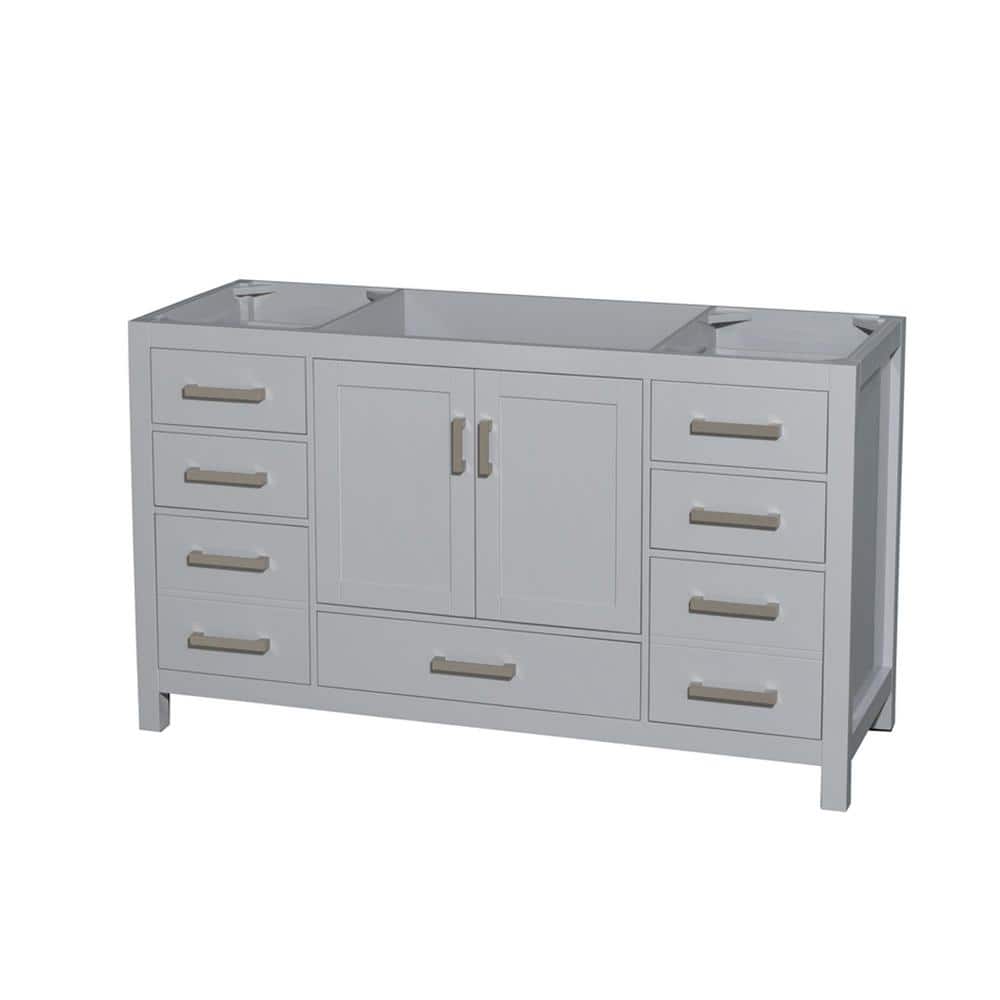 Wyndham Collection Sheffield 59" Gray Single Bath Vanity Cabinet without Top