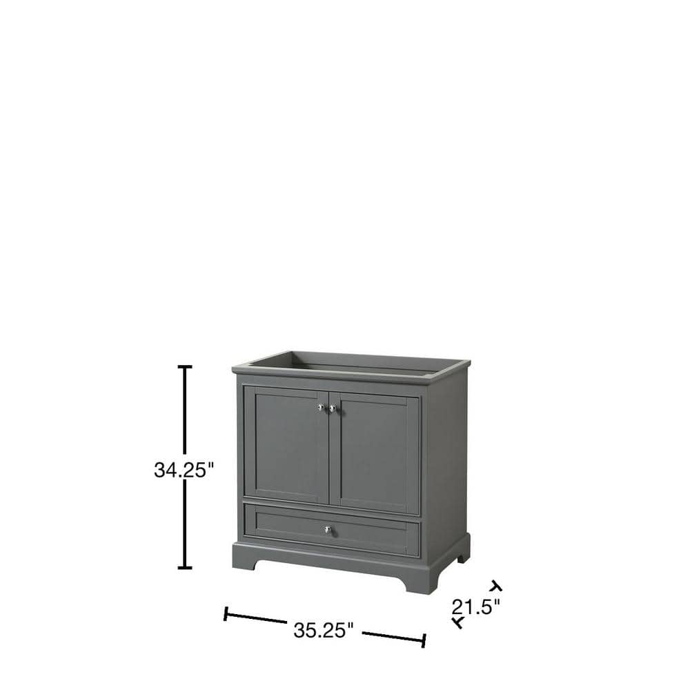 Wyndham Collection Deborah 35.25 in. Vanity Cabinet, Dark Gray, Freestanding