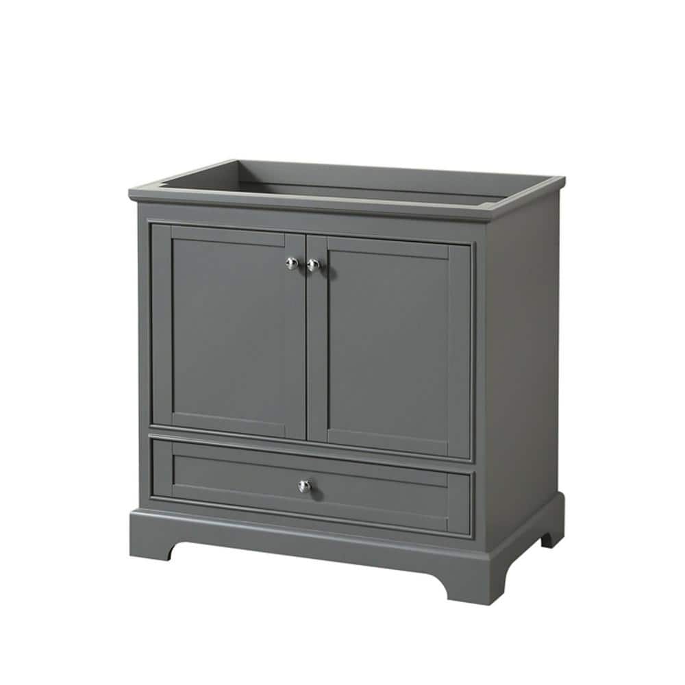 Wyndham Collection Deborah 35.25 in. Vanity Cabinet, Dark Gray, Freestanding