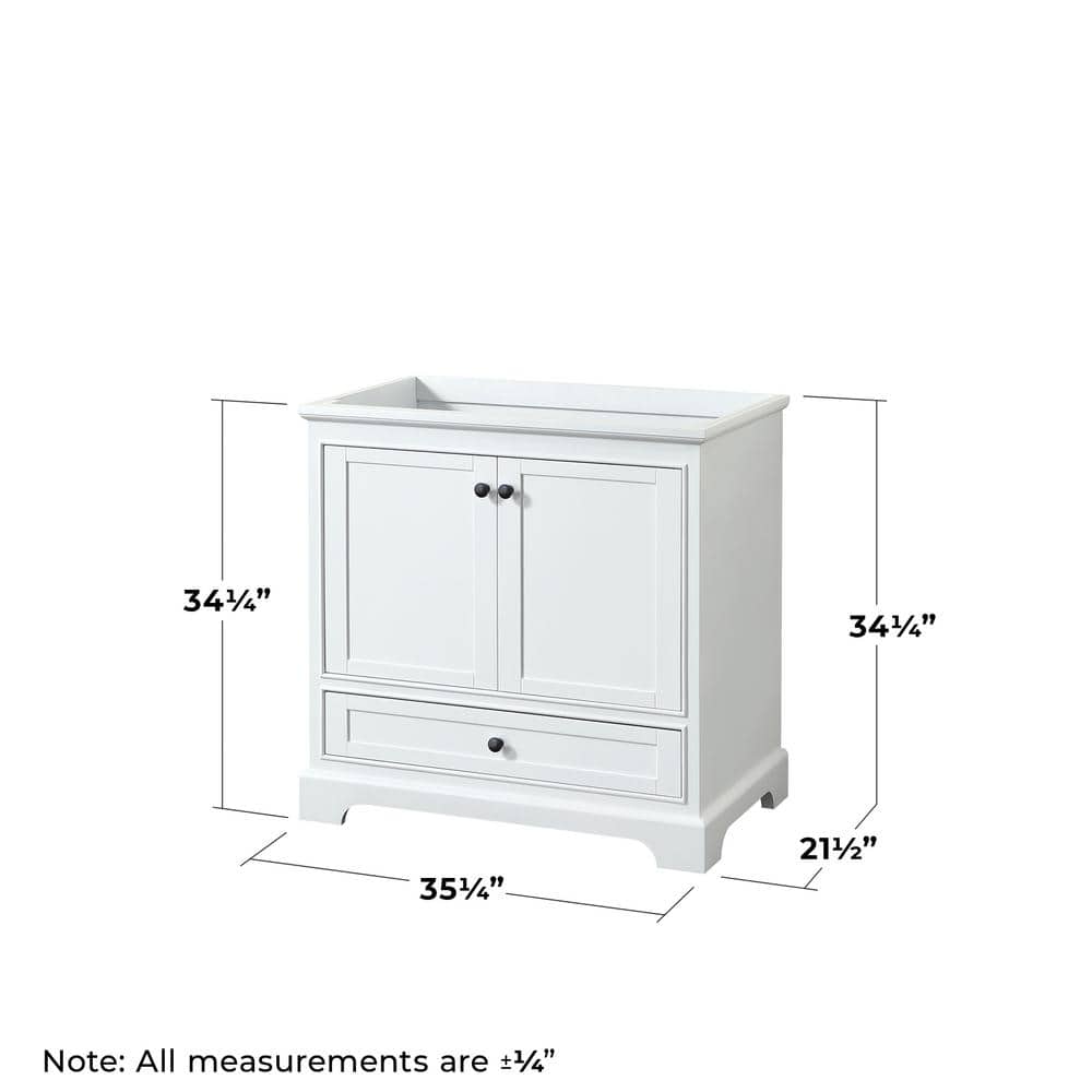Wyndham Collection Deborah 35.25" Bathroom Vanity Cabinet, White Finish, Freestanding Design