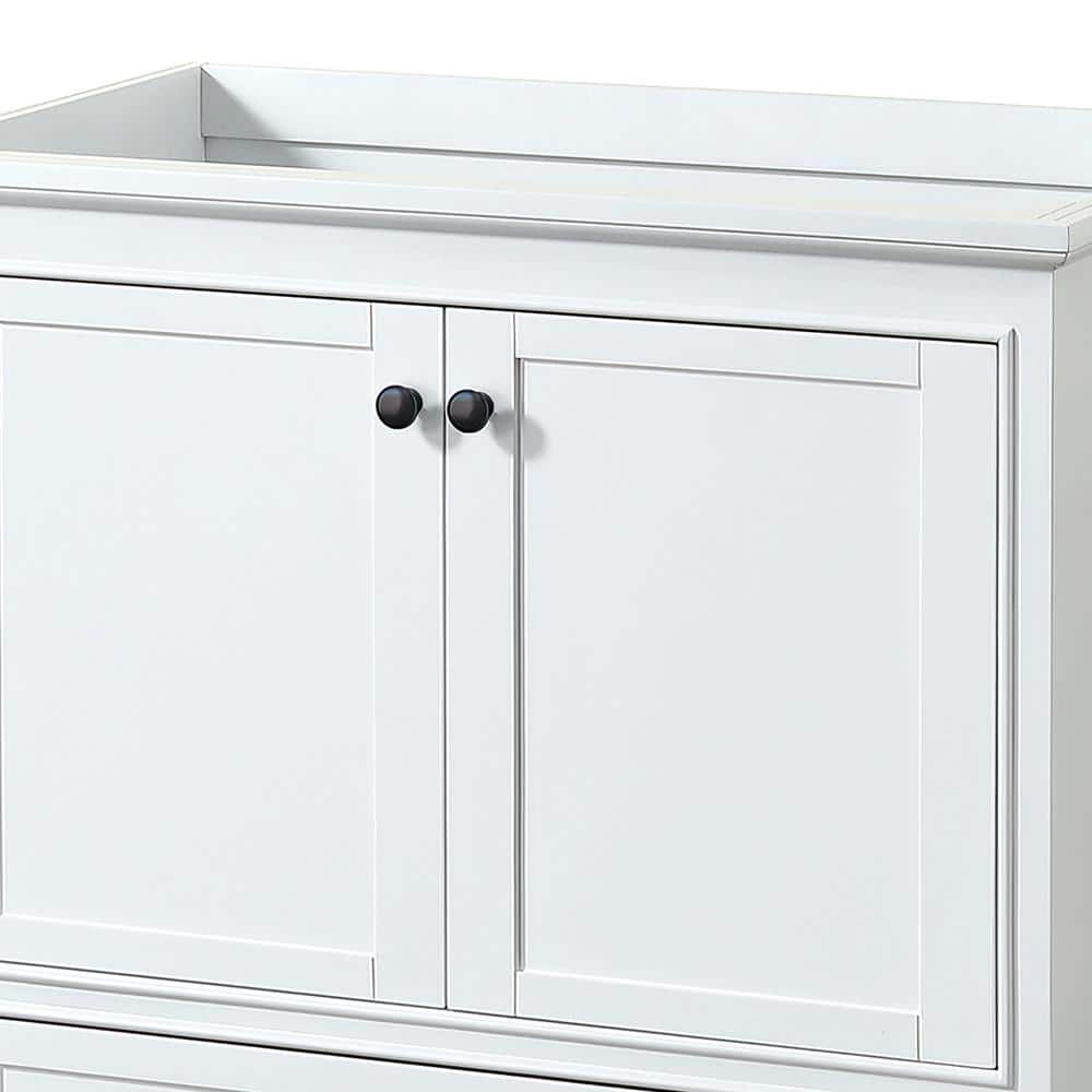 Wyndham Collection Deborah 35.25" Bathroom Vanity Cabinet, White Finish, Freestanding Design