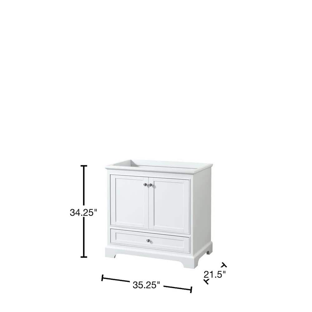 Wyndham Collection Deborah 35.25 in. Vanity Cabinet in White