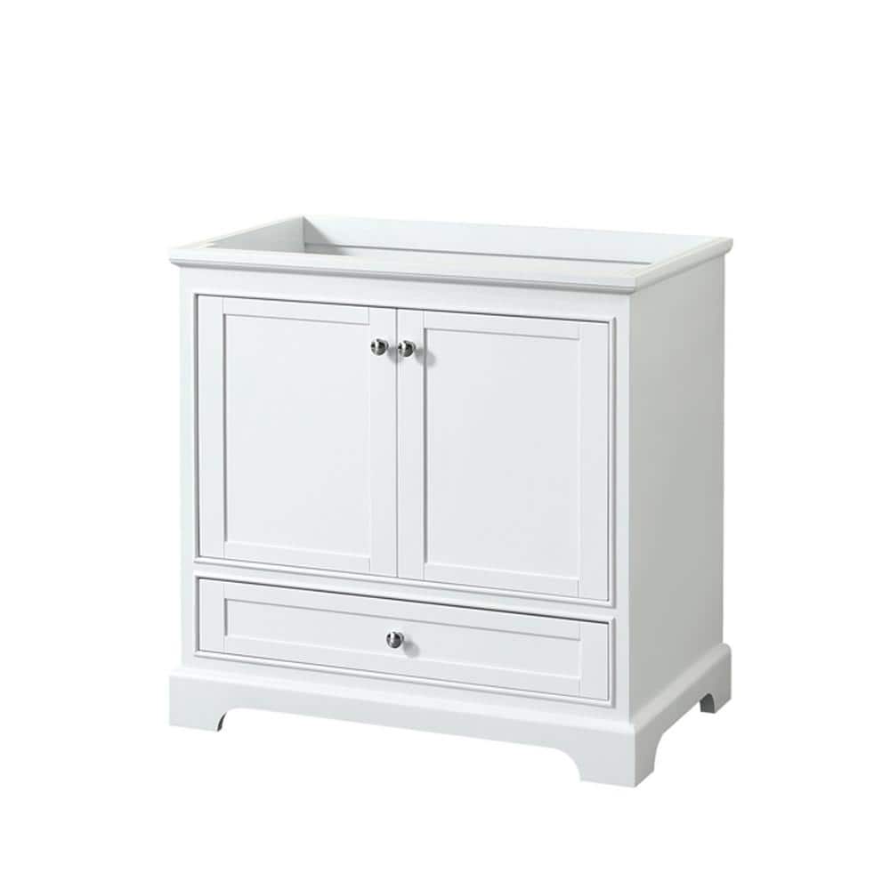 Wyndham Collection Deborah 35.25 in. Vanity Cabinet in White