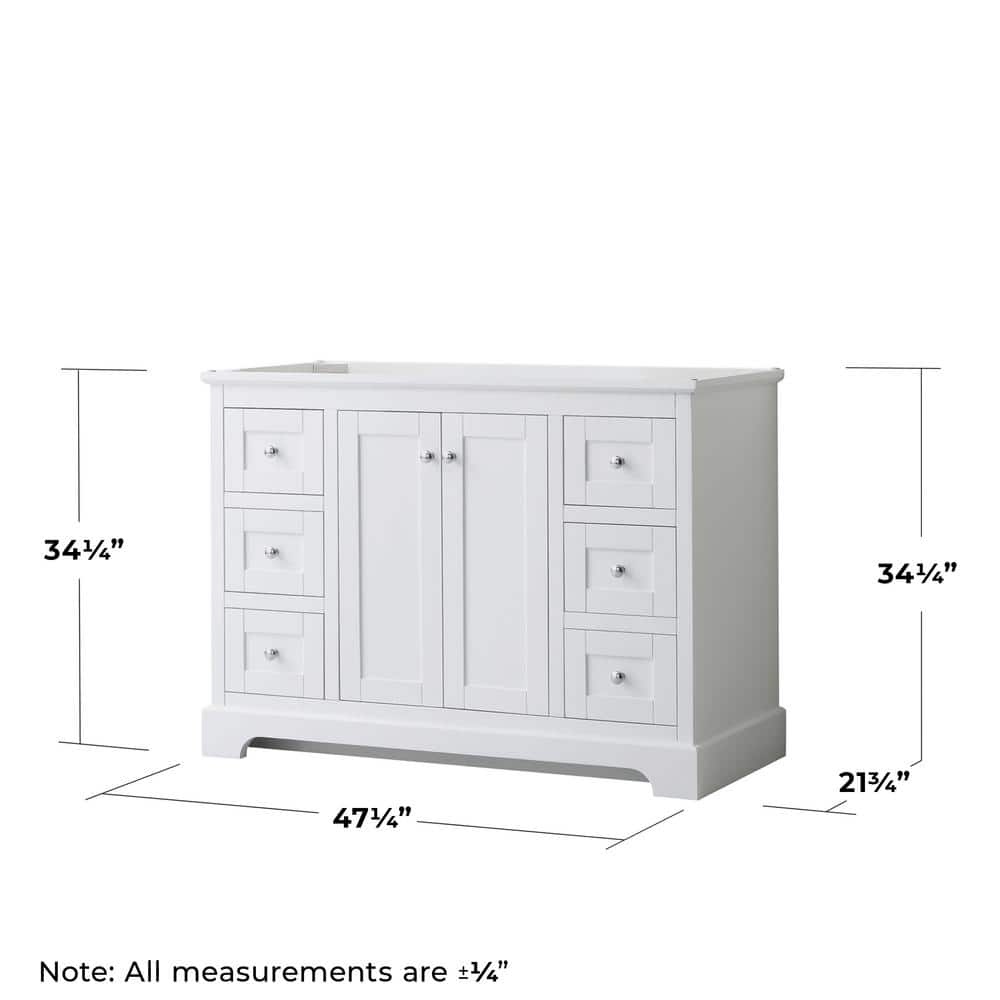 Wyndham Collection Avery 47.25" White Bathroom Vanity Cabinet