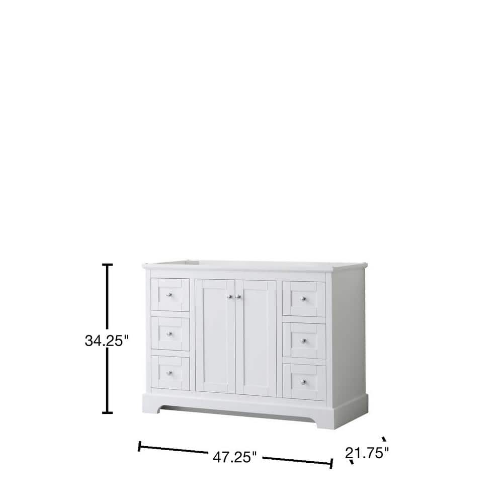 Wyndham Collection Avery 47.25" White Bathroom Vanity Cabinet