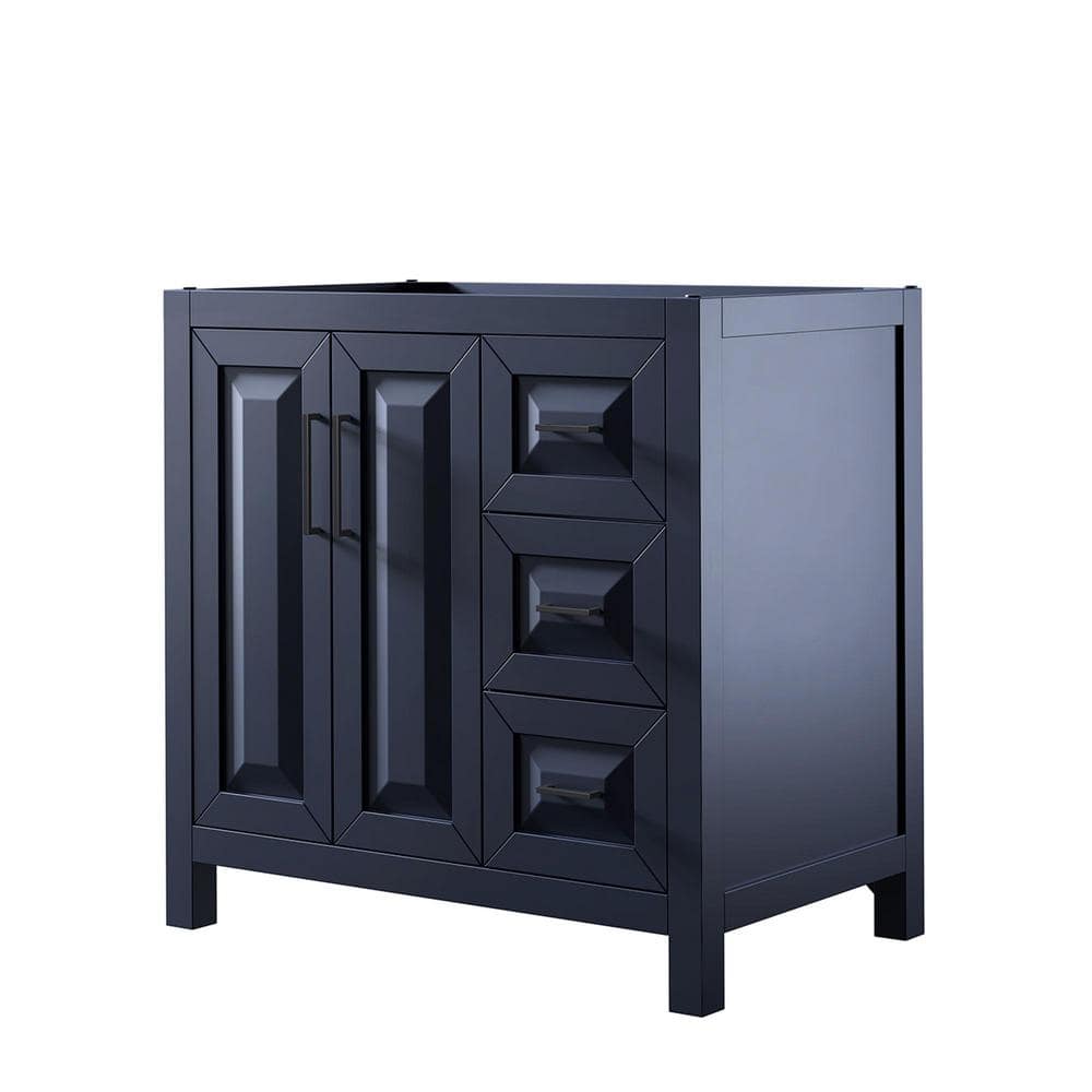 Wyndham Collection Daria 35" Bathroom Vanity Cabinet in Dark Blue, Freestanding
