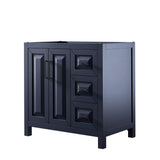Wyndham Collection Daria 35" Bathroom Vanity Cabinet in Dark Blue, Freestanding