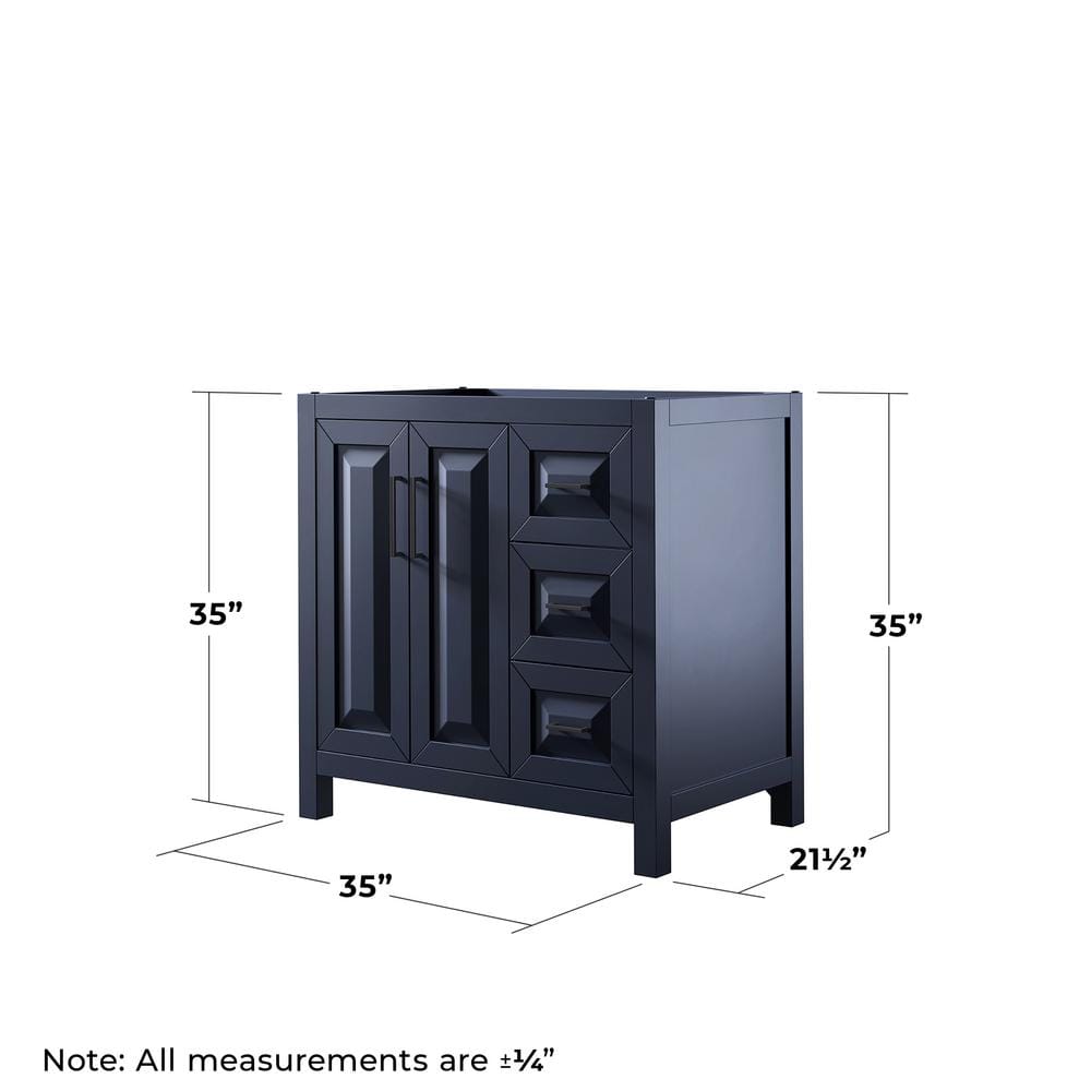 Wyndham Collection Daria 35" Bathroom Vanity Cabinet in Dark Blue, Freestanding