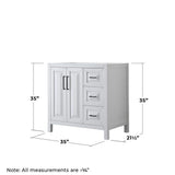 Wyndham Collection Daria 35" Bathroom Vanity Cabinet, White, Freestanding Design