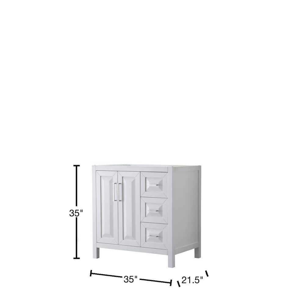 Wyndham Collection Daria 35 in. White Bathroom Vanity Cabinet Only
