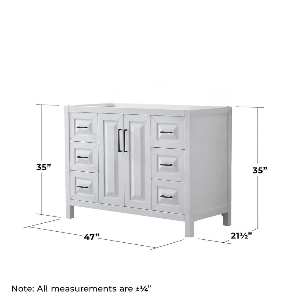 Wyndham Collection Daria 47 in. Bathroom Vanity Cabinet, White, Freestanding