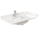 Wyndham Collection 36 in. Quartz White Bathroom Vanity Top with Sink