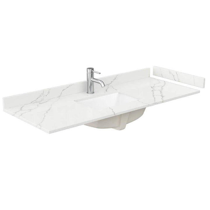 Wyndham Collection 54" Quartz White Single Sink Bathroom Vanity Top in Giotto