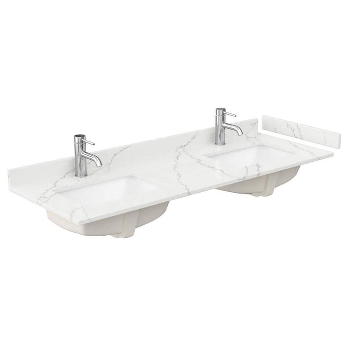 Wyndham Collection 60 in. Quartz Double Sink Bathroom Vanity Top in Giotto