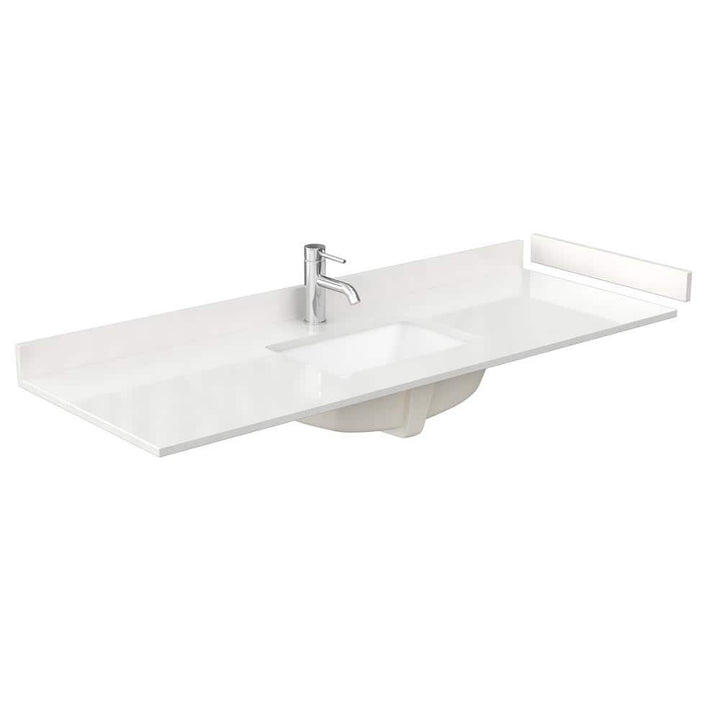 Wyndham Collection 60 in. Quartz White Bathroom Vanity Top with Sink