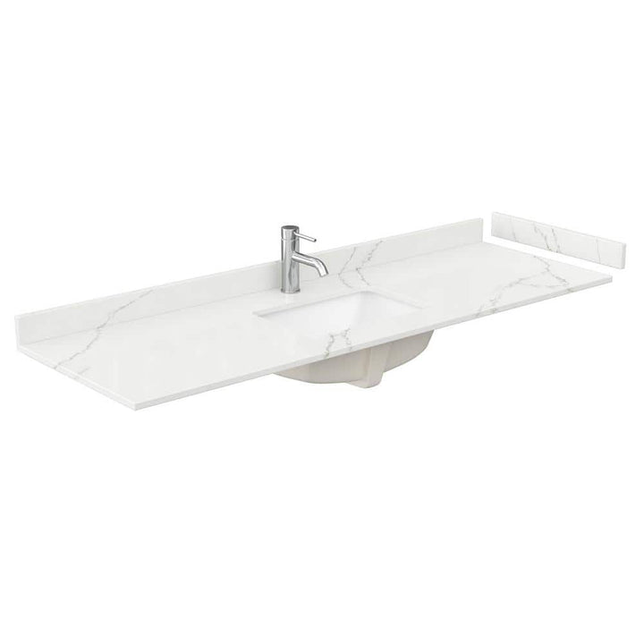 Wyndham Collection 66 in. Quartz White Single Sink Bathroom Vanity Top in Giotto