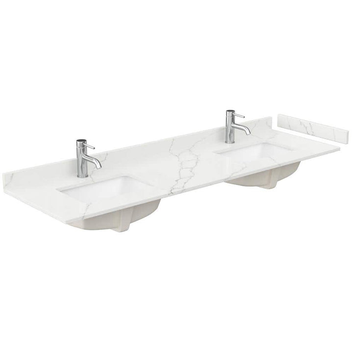 Wyndham Collection 72 in. Quartz Double Sink Bathroom Vanity Top in Giotto