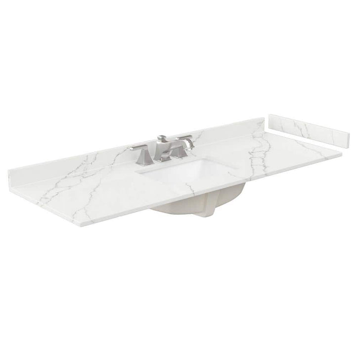 Wyndham Collection 60 in. Quartz White Single Sink Bathroom Vanity Top in Giotto