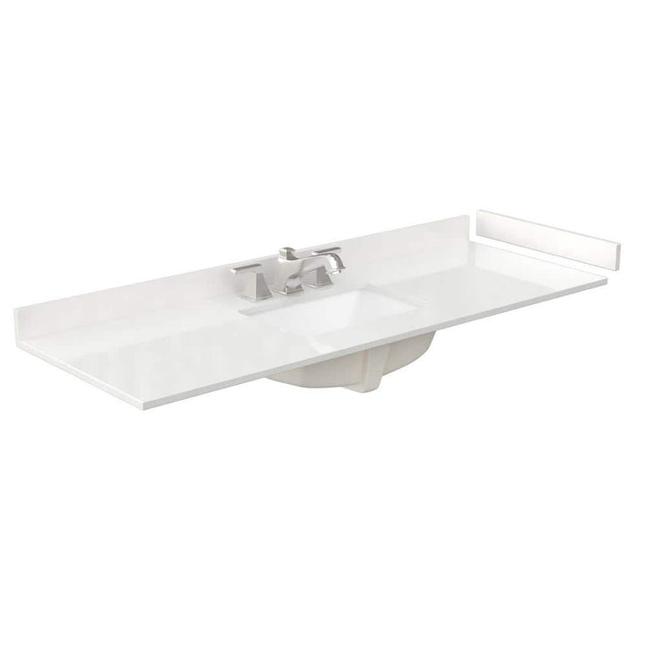 Wyndham Collection 60 in. Quartz White Single Sink Bathroom Vanity Top with Backsplash