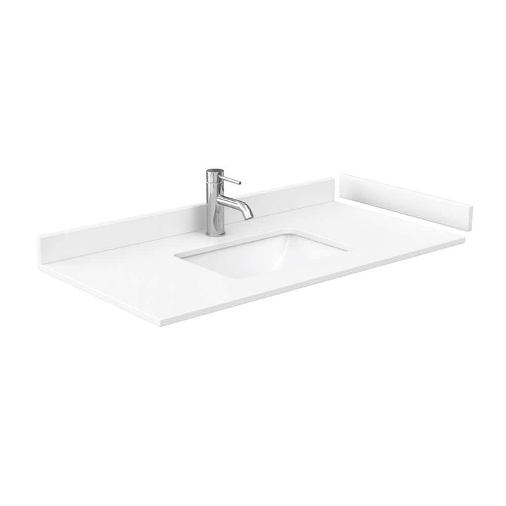 Wyndham Collection 42 in. Cultured Marble Vanity Top with White Basin and Backsplash