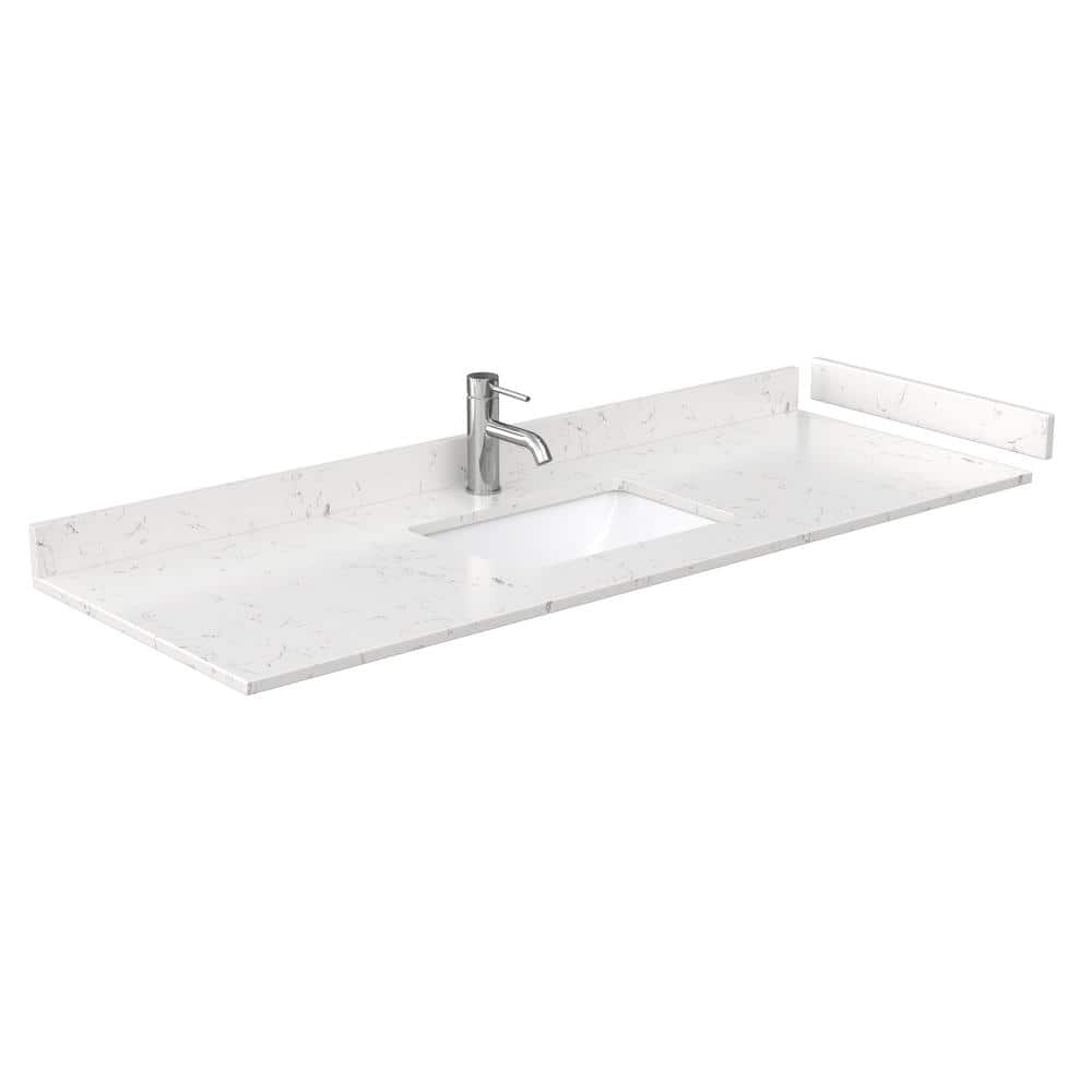 Wyndham Collection 60 in Cultured Marble Vanity Top with White Basin and Backsplash