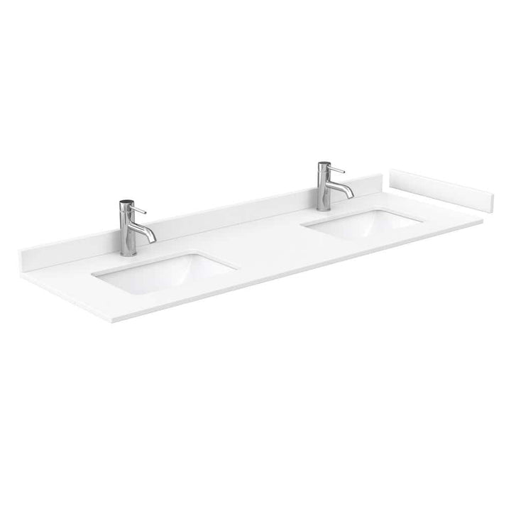 Wyndham Collection 66 in. Cultured Marble Double Basin Vanity Top with White Basins