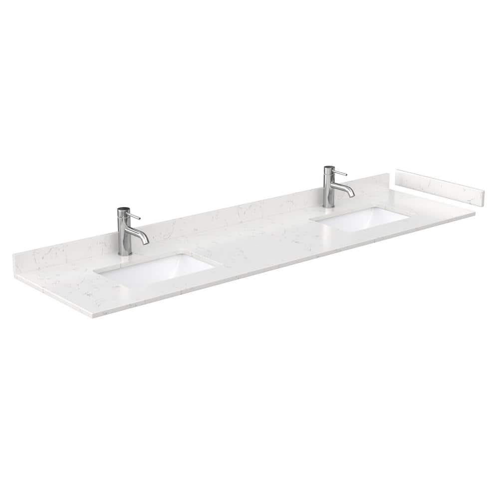 Wyndham Collection 80 in. Cultured Marble Double Basin Vanity Top with White Basins