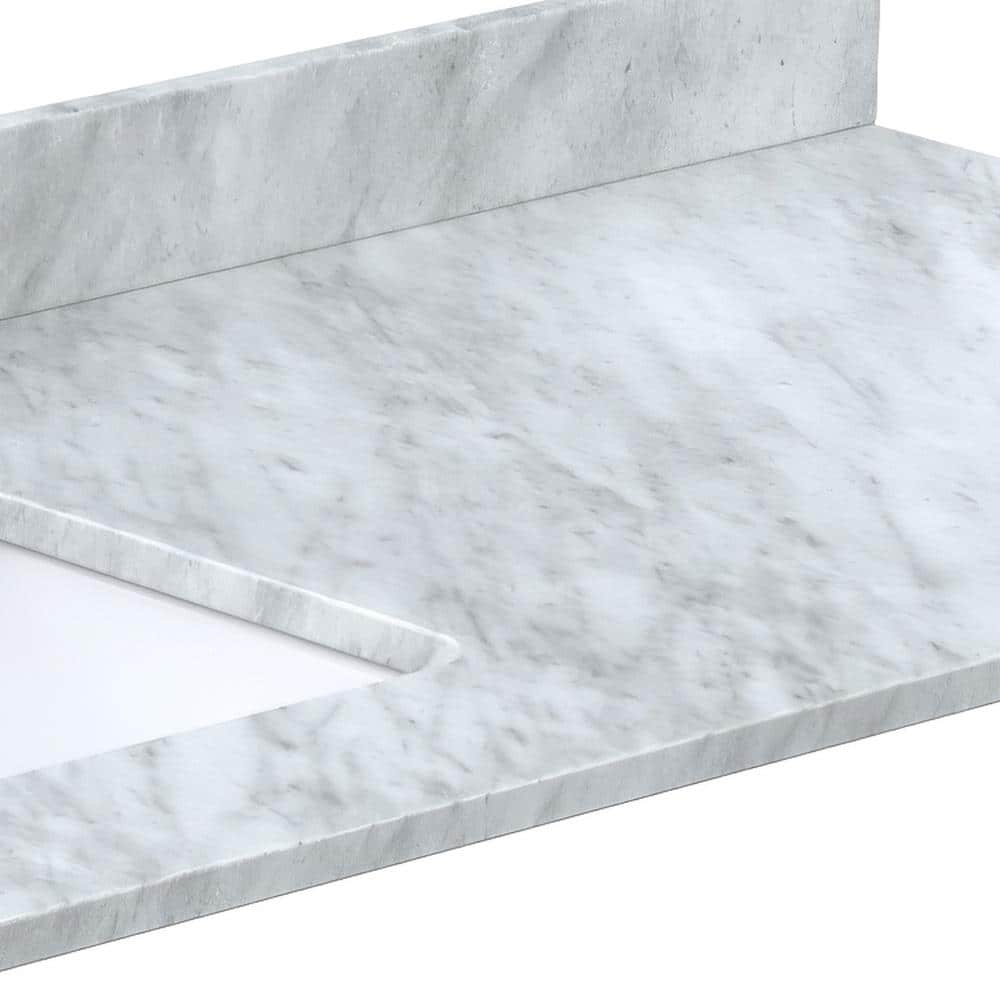 Wyndham Collection 66 in. Marble Vanity Top with Sink in White Carrara