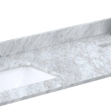 Wyndham Collection 84 in. Double Sink Bathroom Vanity Top in White Carrara Marble