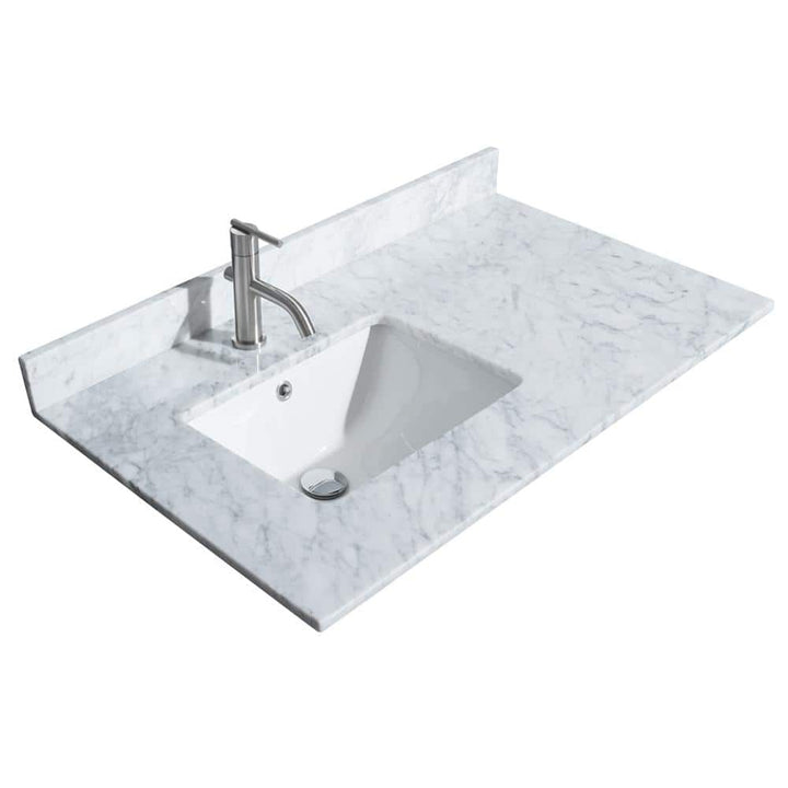 Wyndham Collection 36 in. Marble Vanity Top with Sink - White Carrara