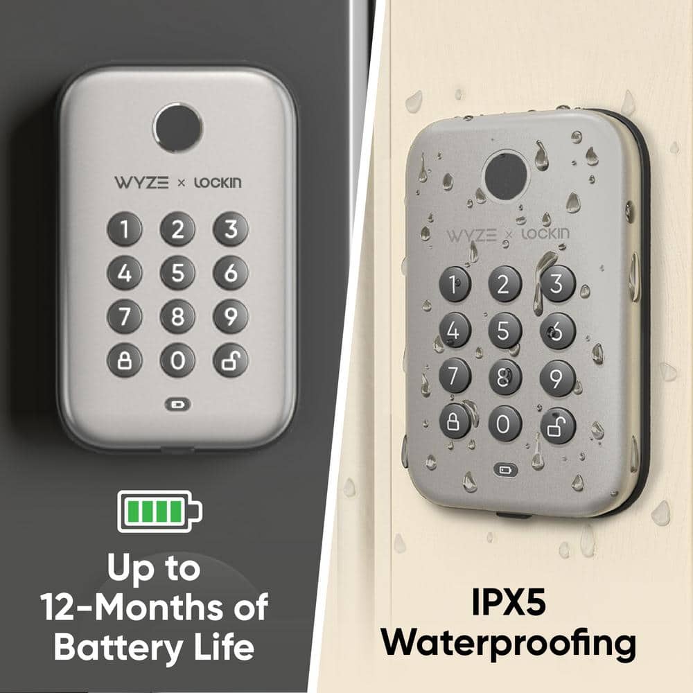 Wyze Satin Nickel Smart Lock, Fingerprint Keyless Entry, Bluetooth Deadbolt Replacement, App Monitoring and Scheduled Access