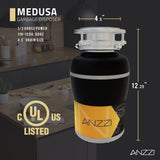 ANZZI MEDUSA 1/2 HP Continuous Feed Undersink Garbage Disposal, GD-AZ212