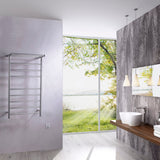 ANZZI Eve 8-Bar Matte Black Plug-In Wall Mounted Electric Towel Warmer with Top Shelf, 23.62 x 9.53 x 39.09 in