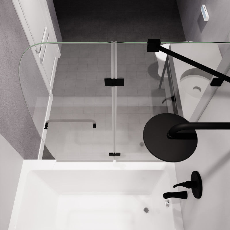 Pacific 48 in. x 58 in. Frameless Hinged Bathtub Door in Chrome
